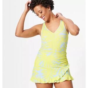 AmberNoon II by Dr. Erum‎ Ilyas UPF 50 Palm Leaf Printed Wrap Swim Dress